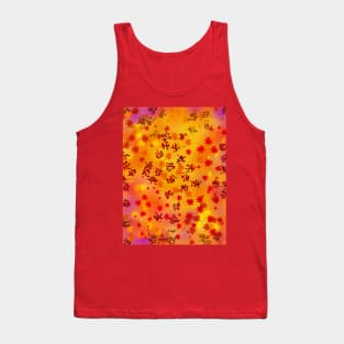 Autumn Falling Leaves Pattern with Dreamy Colorful Background Tank Top